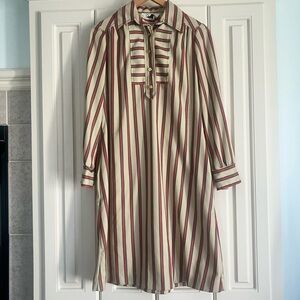 70's Vintage Jonathan Logan Striped‎ Long Sleeve 1/2 Button Up Dress Size 7/8